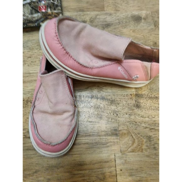Columbia Omni-Grip Pink Canvas Slip On Shoes Youth Girl's Size 3 - Picture 1 of 6